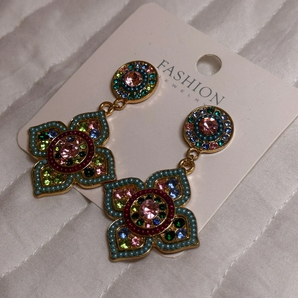 NWT Colorful stone drop earring *lightweight* - Picture 4 of 6
